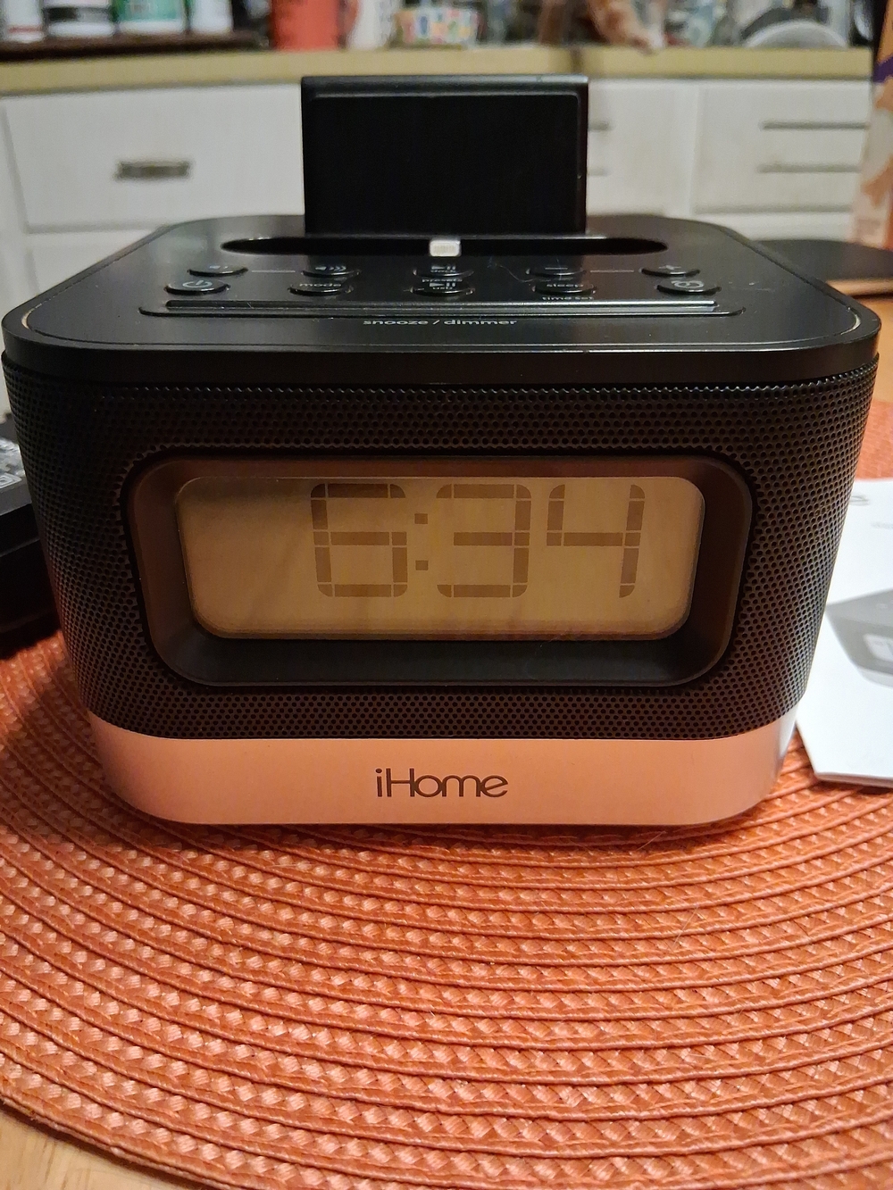 iHome Space Saving Wake Sleep Lighting Dock FM Radio Alarm Clock Speaker - IPL8